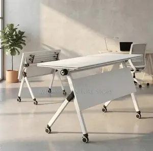Office Tables; White Foldable Offices Folding Mobile Table