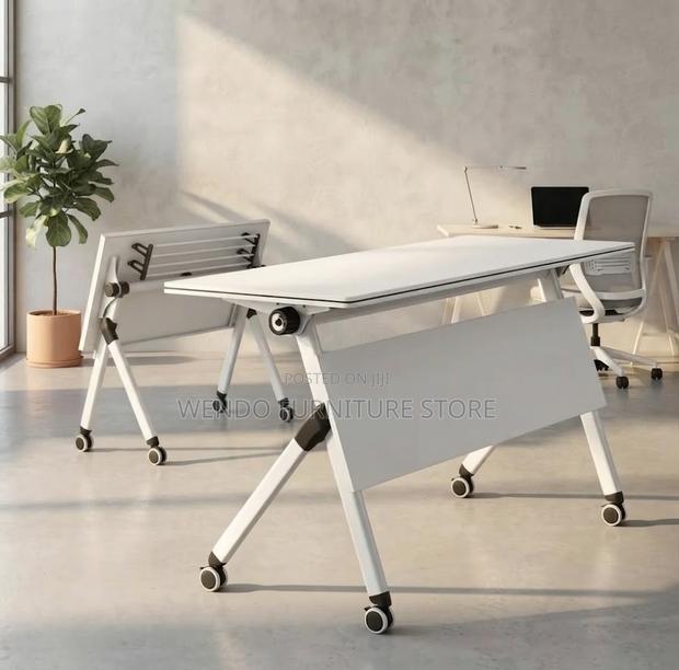 Office Tables; White Foldable Offices Folding Mobile Table