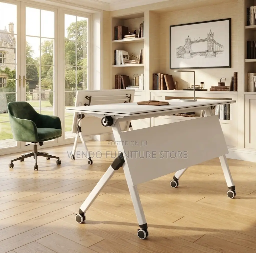 Office Tables; White Foldable Offices Folding Mobile Table