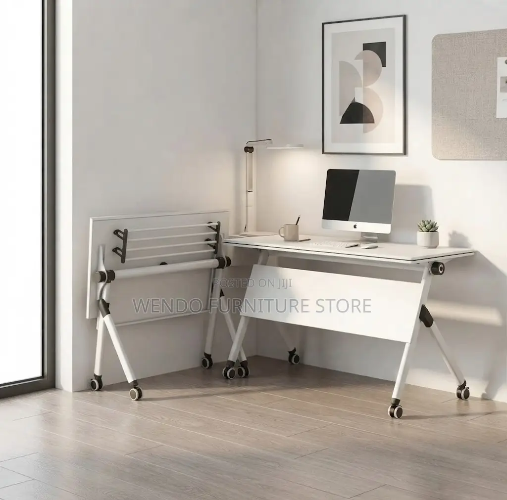 Office Tables; White Foldable Offices Folding Mobile Table