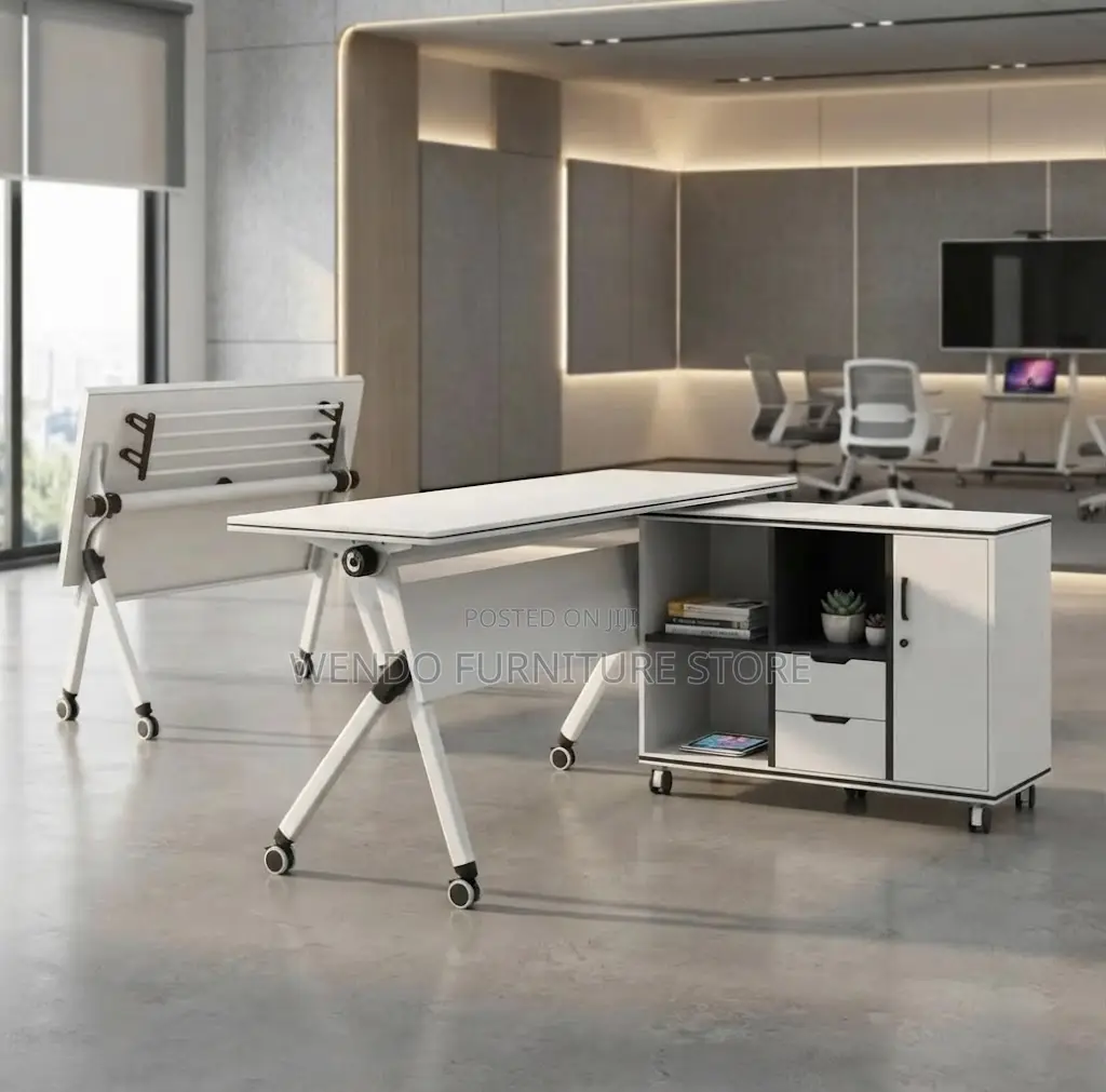 Office Tables; White Foldable Offices Folding Mobile Table