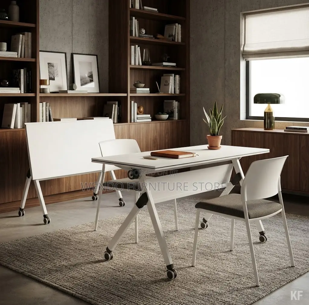Office Tables; White Foldable Offices Folding Mobile Table