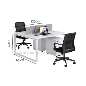 Workstation; 2 Seater White Custom Office Workstation Desk-Storage