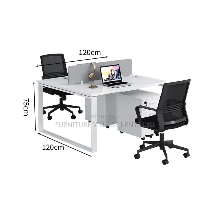 Workstation; 2 Seater White Custom Office Workstation Desk-Storage