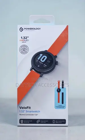 Powerology Smartwatch VeloFit PWT77BK - 1.32" AMOLED Display, Black