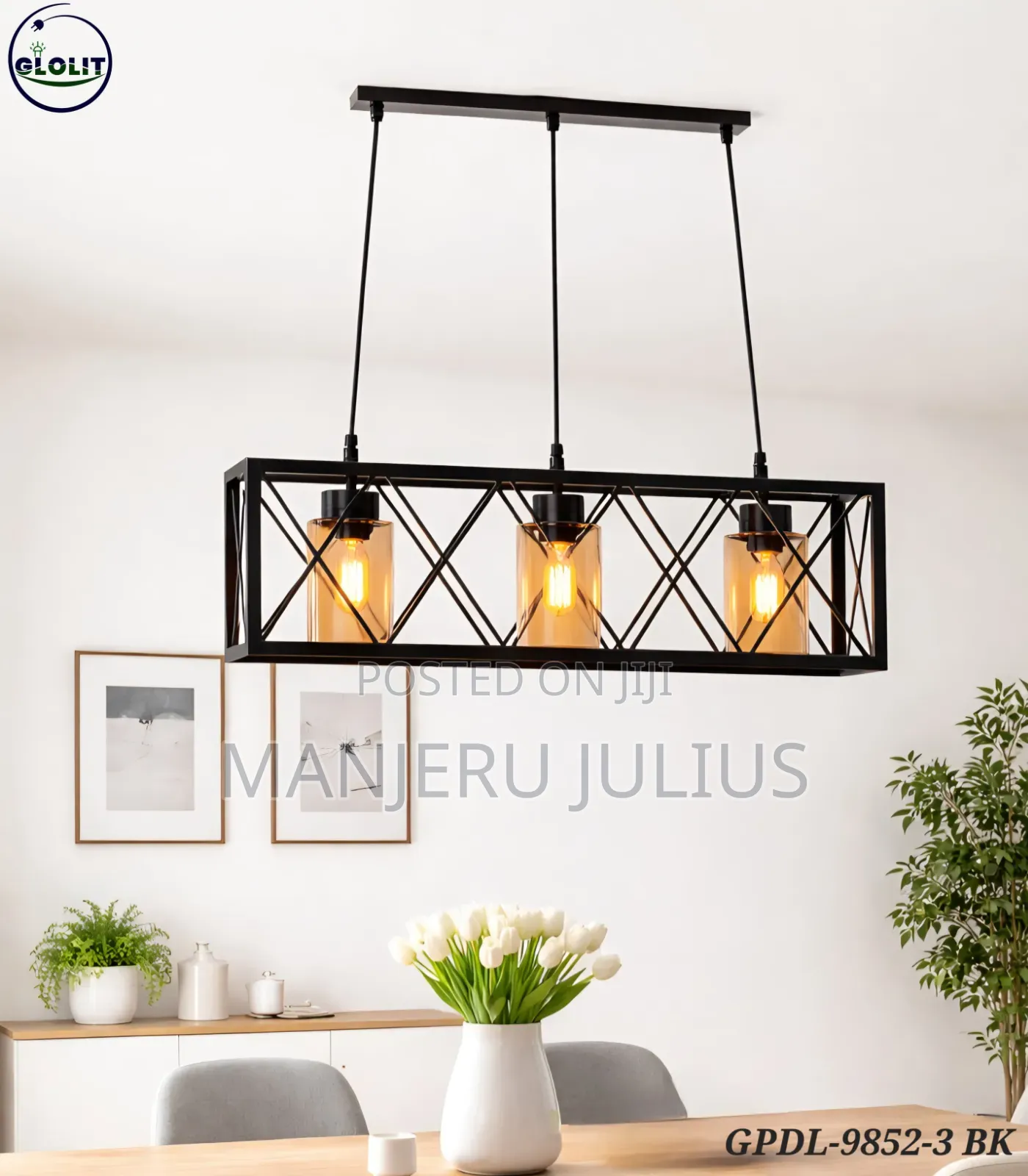 Caged 3-Light Chandelier