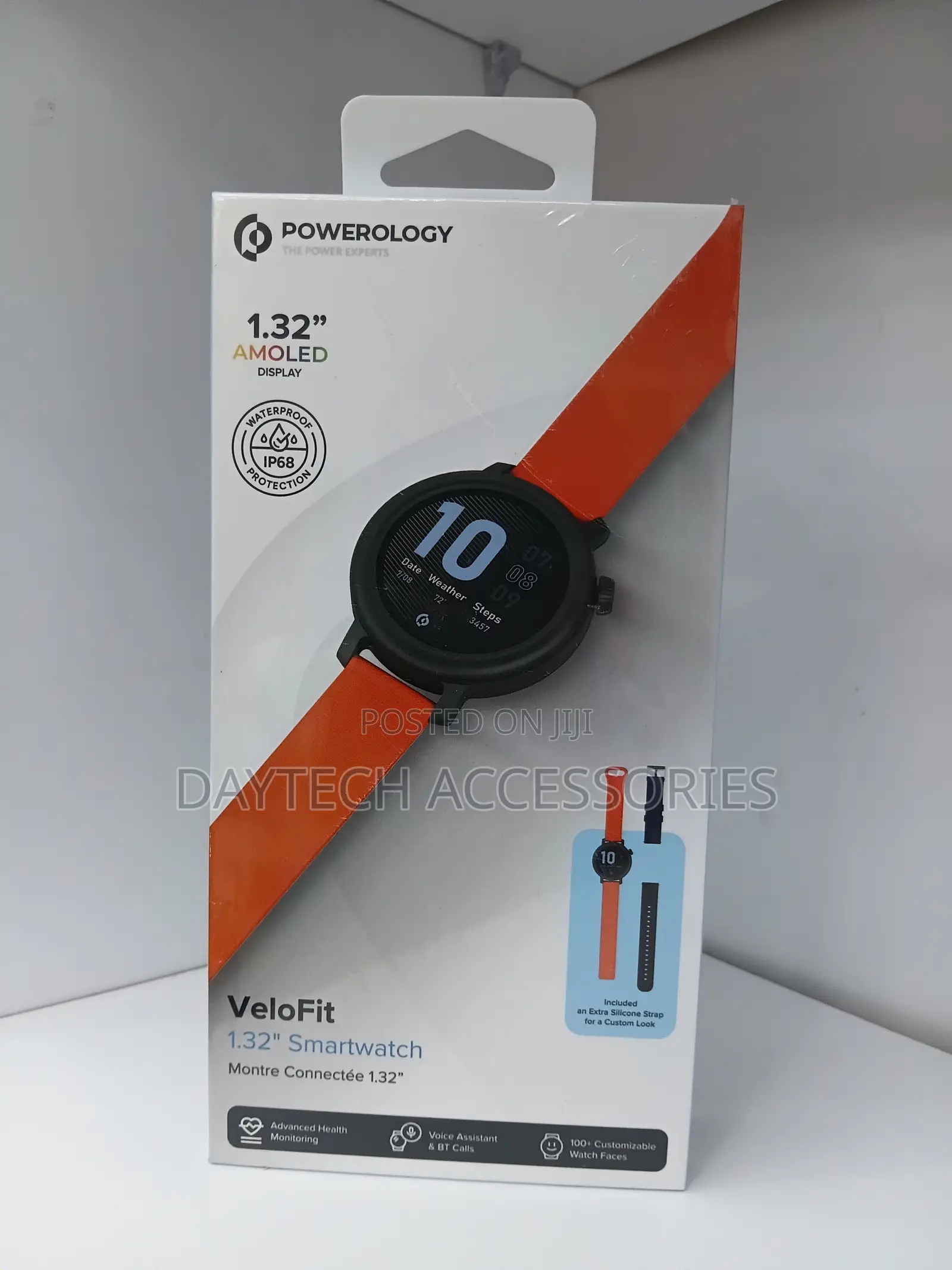 Powerology Smartwatch VeloFit PWT77BK - 1.32" AMOLED Display, Black
