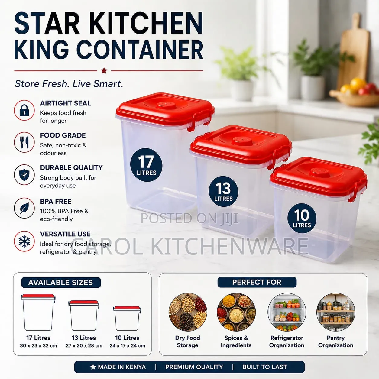 13 LTR Plastic Container/ Food Storage