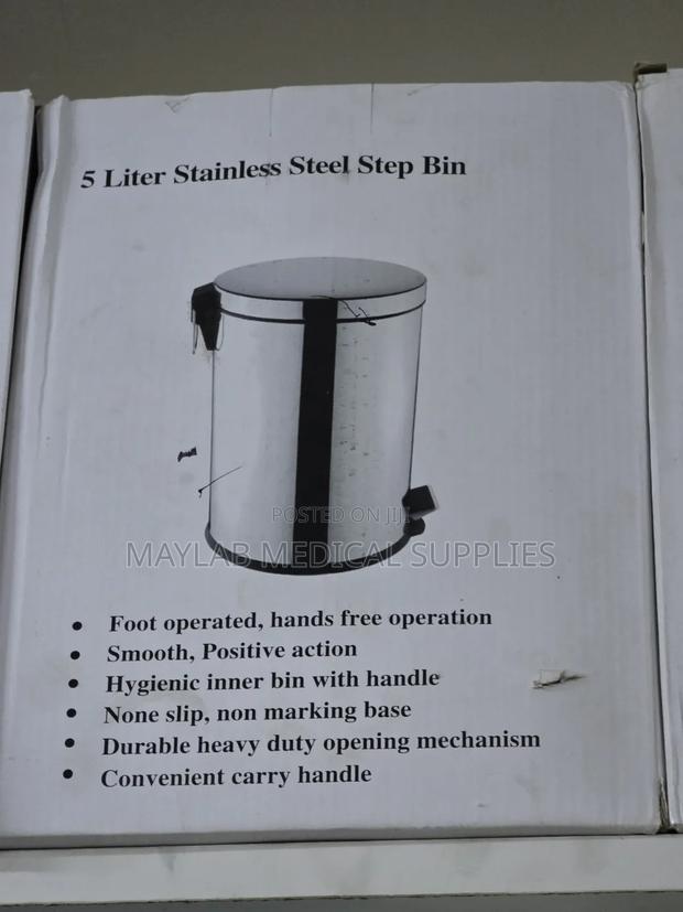 5L Stainless Steel Step Bin | Medical Waste & Pedal Waste Bin