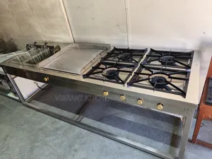 Commercial Combined Cooker — 4 Burner, Griddle & Electric Fryer