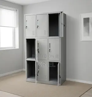 Office Cabinet : 9-Locker Steel Cabinet