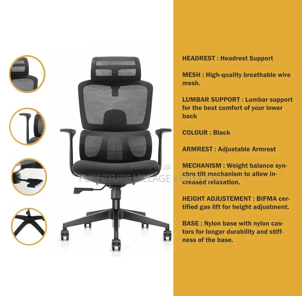 Office Chair; Mesh Executive Orthopedic Computer-Office Seat