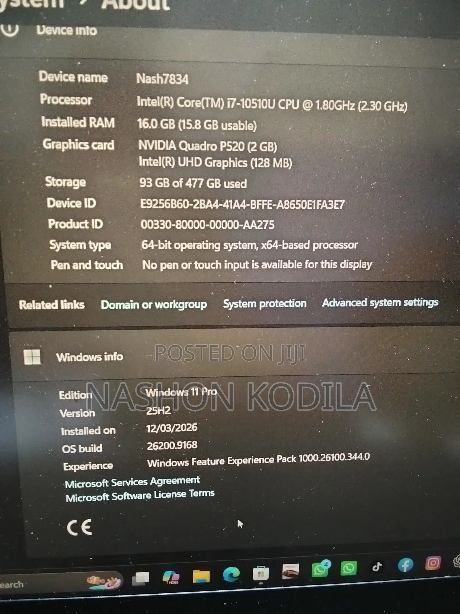Laptop Lenovo ThinkPad P15s 16GB Intel Core i7 SSD 512GB