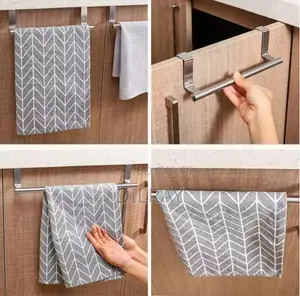 Metal Towel Hanging Rack Over Kitchen Cabinet Door