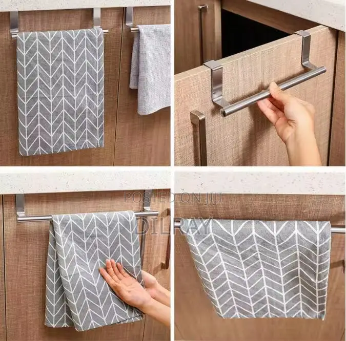Metal Towel Hanging Rack Over Kitchen Cabinet Door