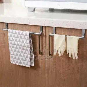 Metal Towel Hanging Rack Over Kitchen Cabinet Door