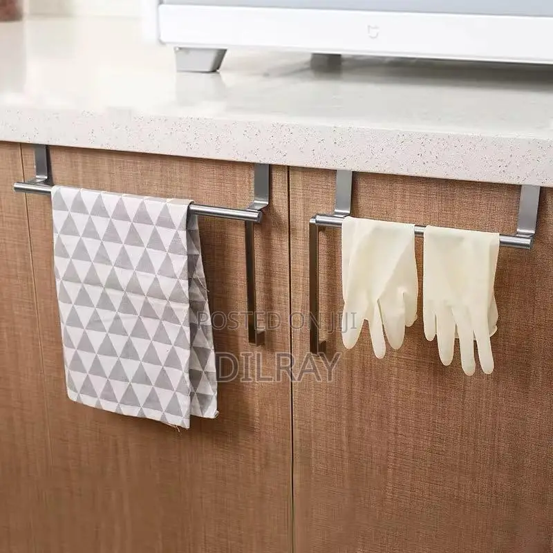 Metal Towel Hanging Rack Over Kitchen Cabinet Door