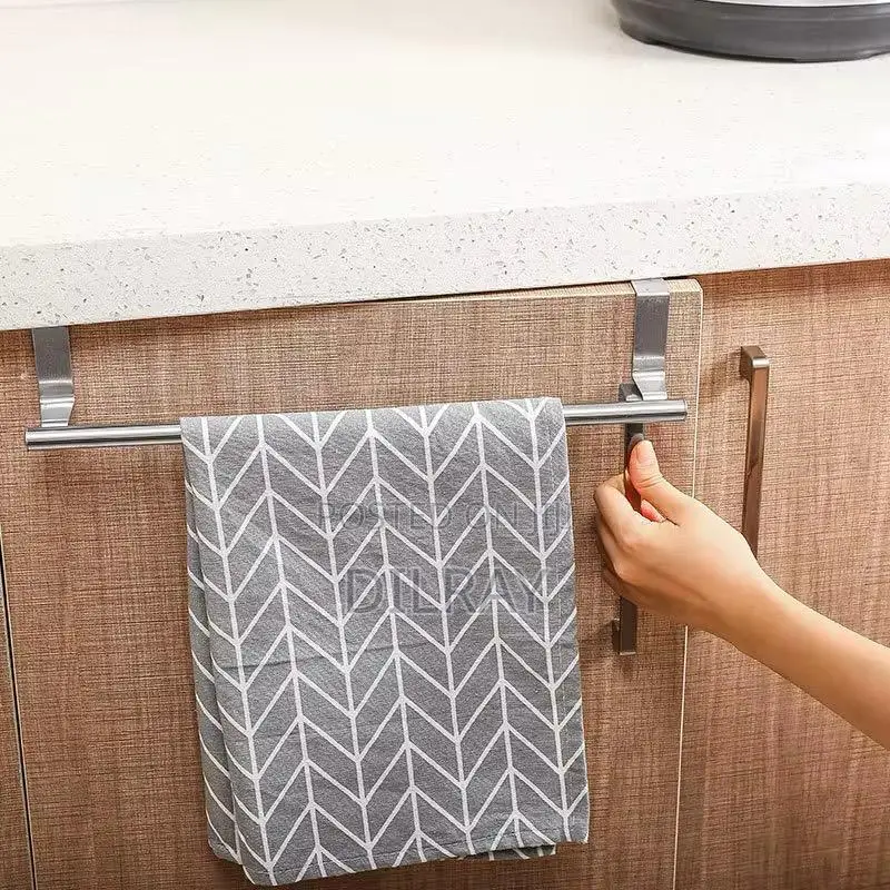 Metal Towel Hanging Rack Over Kitchen Cabinet Door