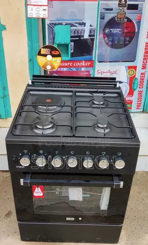 Black 3Gas + 1Electric MIKA Standing Cooker 60X60 3+1 Jet Burners