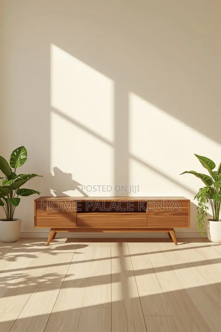 TV Stand; Contemporary Wooden TV Stand With Multiple Storage Shelves