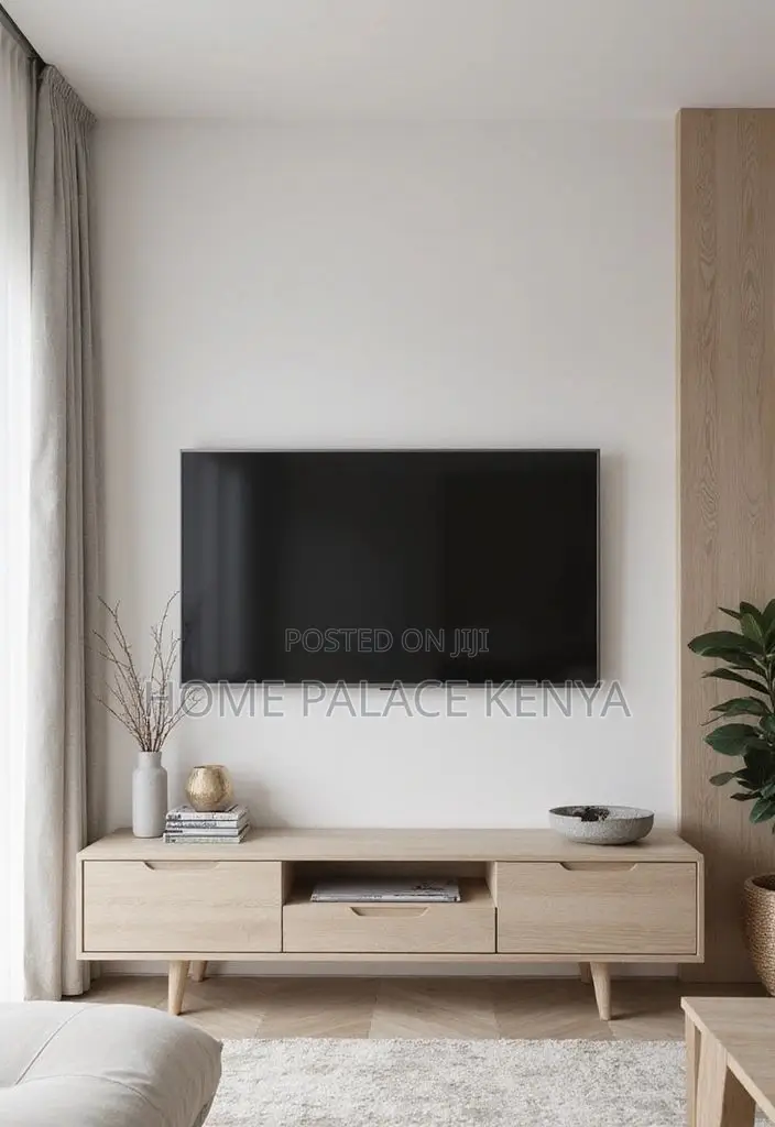 TV Stand; Contemporary Wooden TV Stand With Multiple Storage Shelves