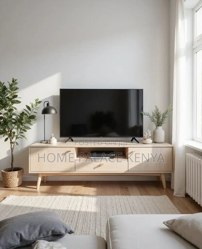 TV Stand; Contemporary Wooden TV Stand With Multiple Storage Shelves