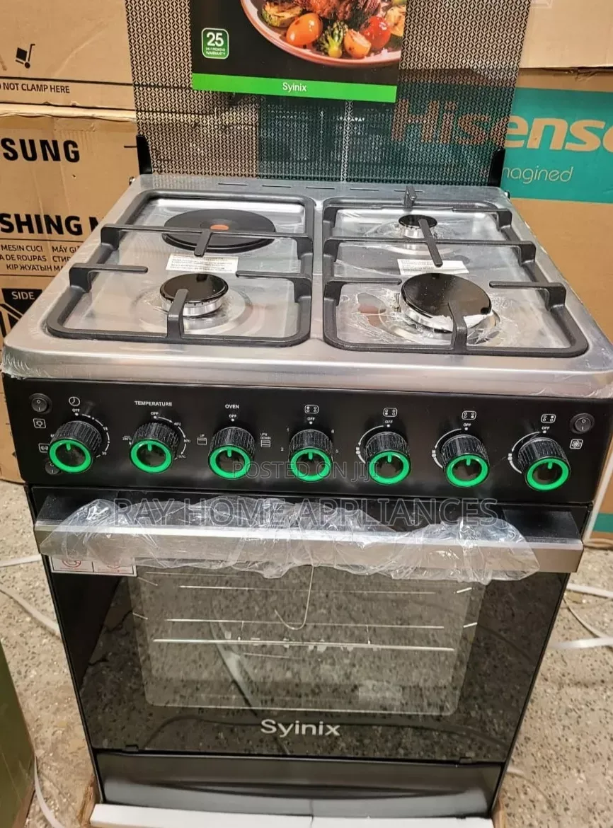 Syinix Standing Cooker 60*60cm 3gas +1 Rapid Hotplate With Gas Sensor
