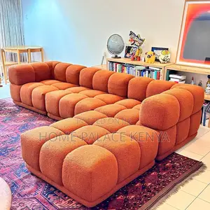 Living Room Sofa; Modern Bubble Fabric 6 Seater Couch for Family Homes