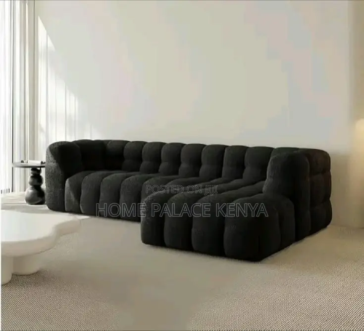 Living Room Sofa; Modern Bubble Fabric 6 Seater Couch for Family Homes