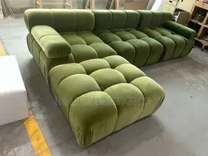 Living Room Sofa; Modern Bubble Fabric 6 Seater Couch for Family Homes