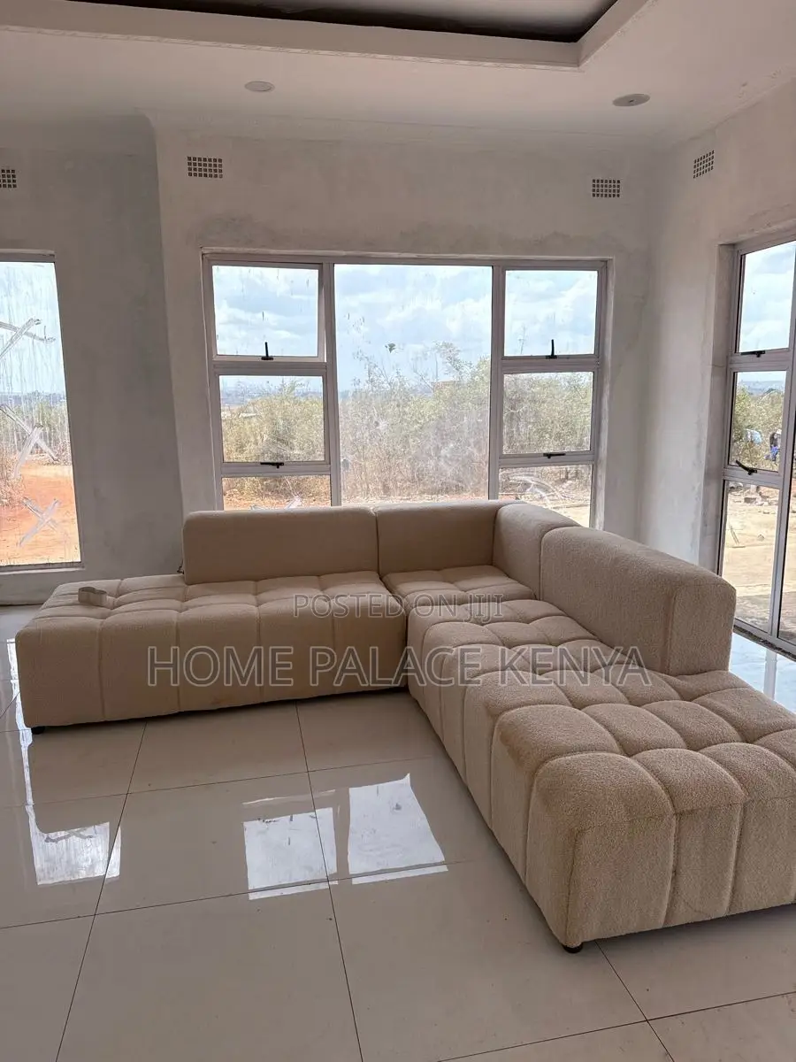 Living Room Sofa; Modern Bubble Fabric 6 Seater Couch for Family Homes