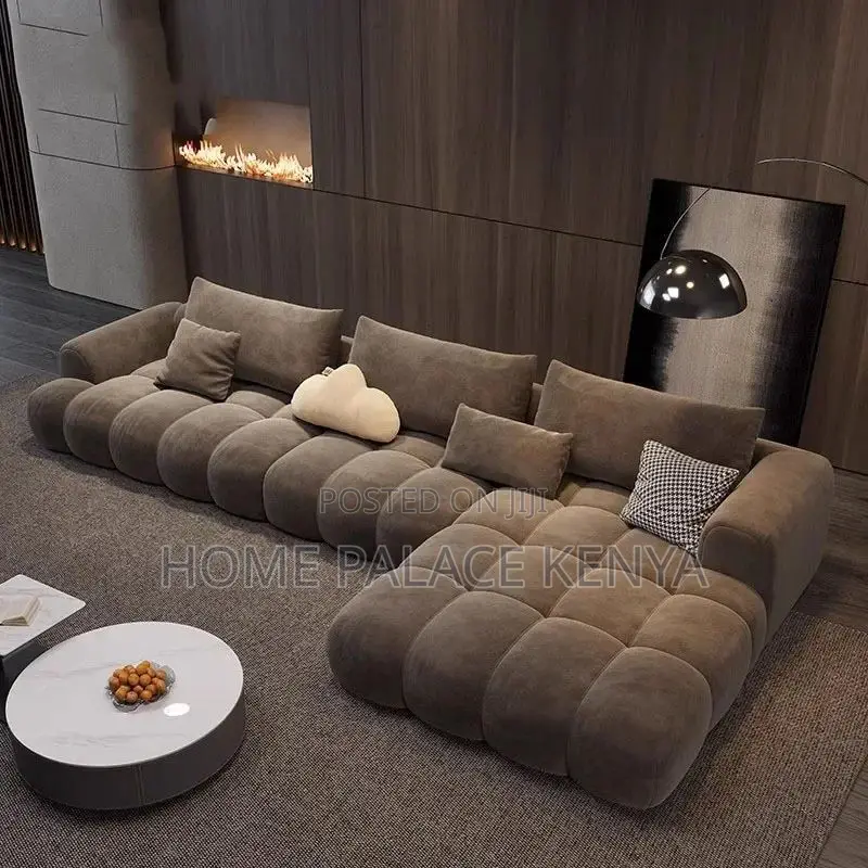 Living Room Sofa; Modern Bubble Fabric 6 Seater Couch for Family Homes
