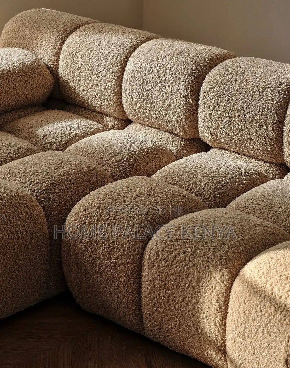 Living Room Sofa; Modern Bubble Fabric 6 Seater Couch for Family Homes