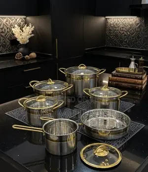 High-Grade Trply Stainless Steeel Mirror Polish Cookware With GoldTrim