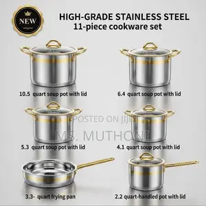 High-Grade Trply Stainless Steeel Mirror Polish Cookware With GoldTrim