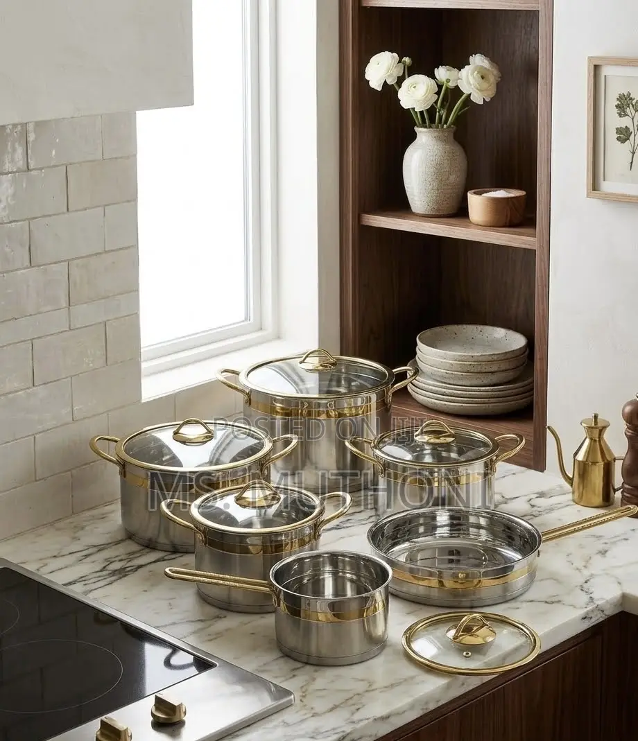 High-Grade Stainless Steel Body + Tempered Glass Lids Pots Set
