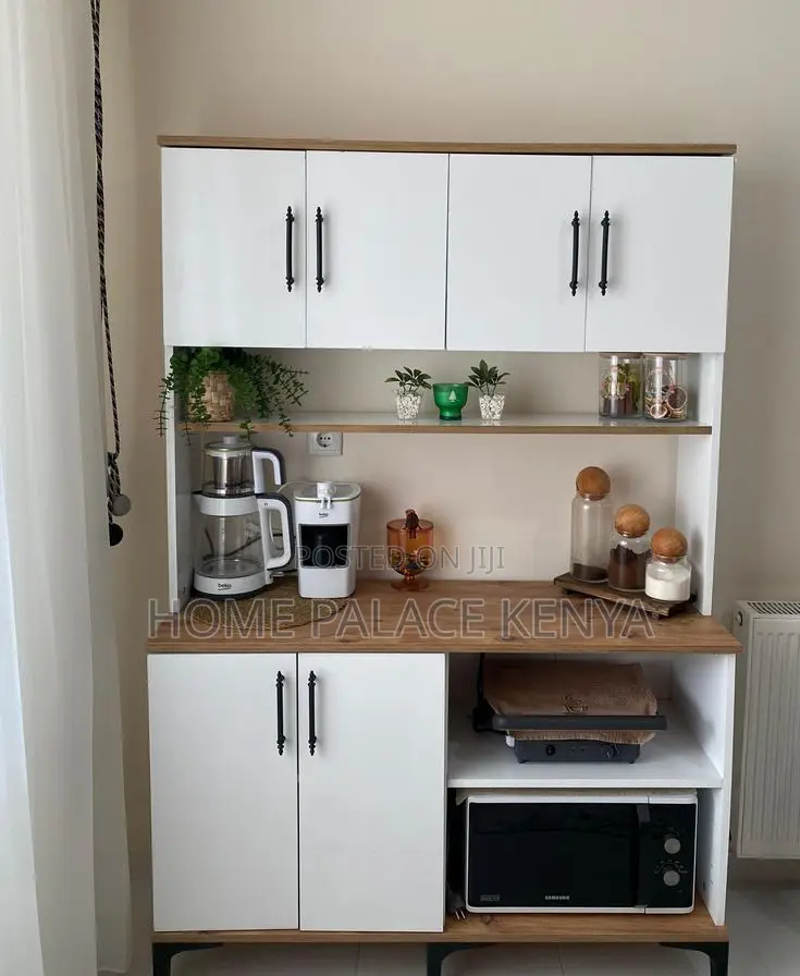 Cabinet; Modern Storage Kitchen Cabinet With Dedicated Microwave Shelf