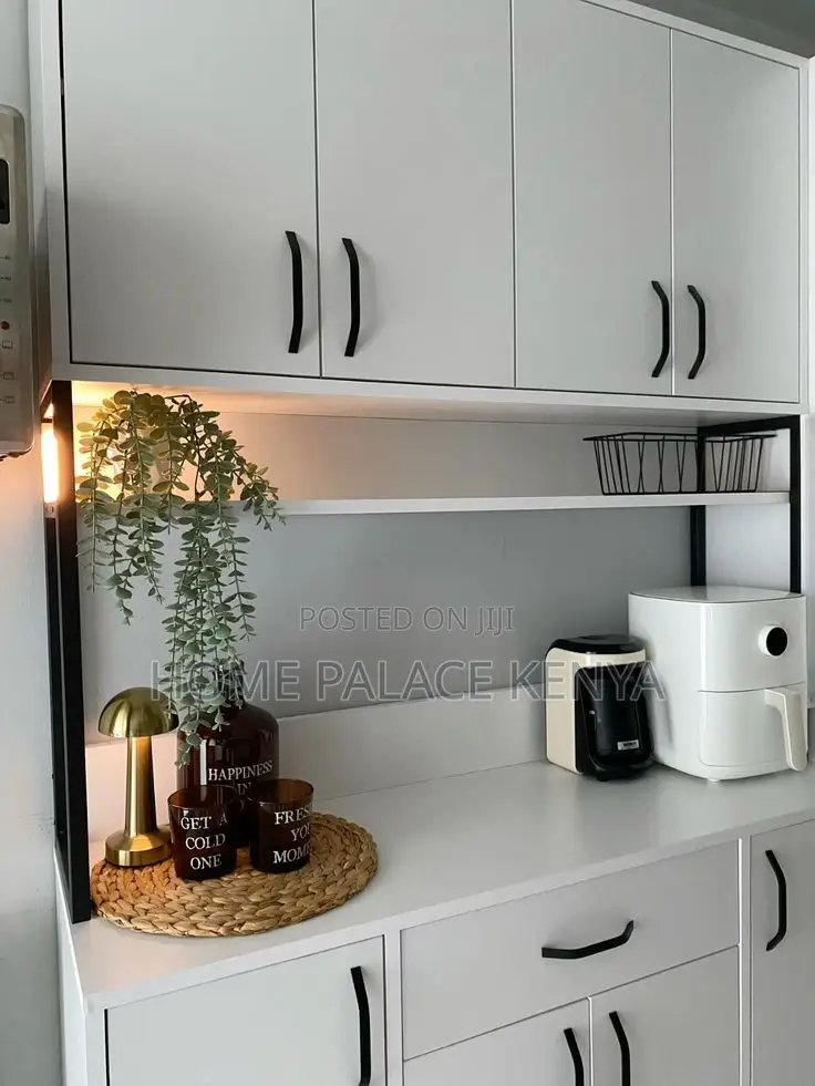 Cabinet; Modern Storage Kitchen Cabinet With Dedicated Microwave Shelf