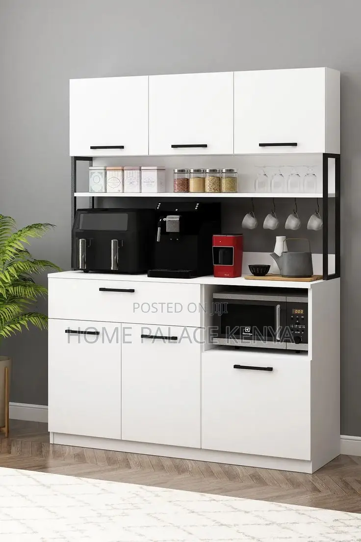 Cabinet; Modern Storage Kitchen Cabinet With Dedicated Microwave Shelf