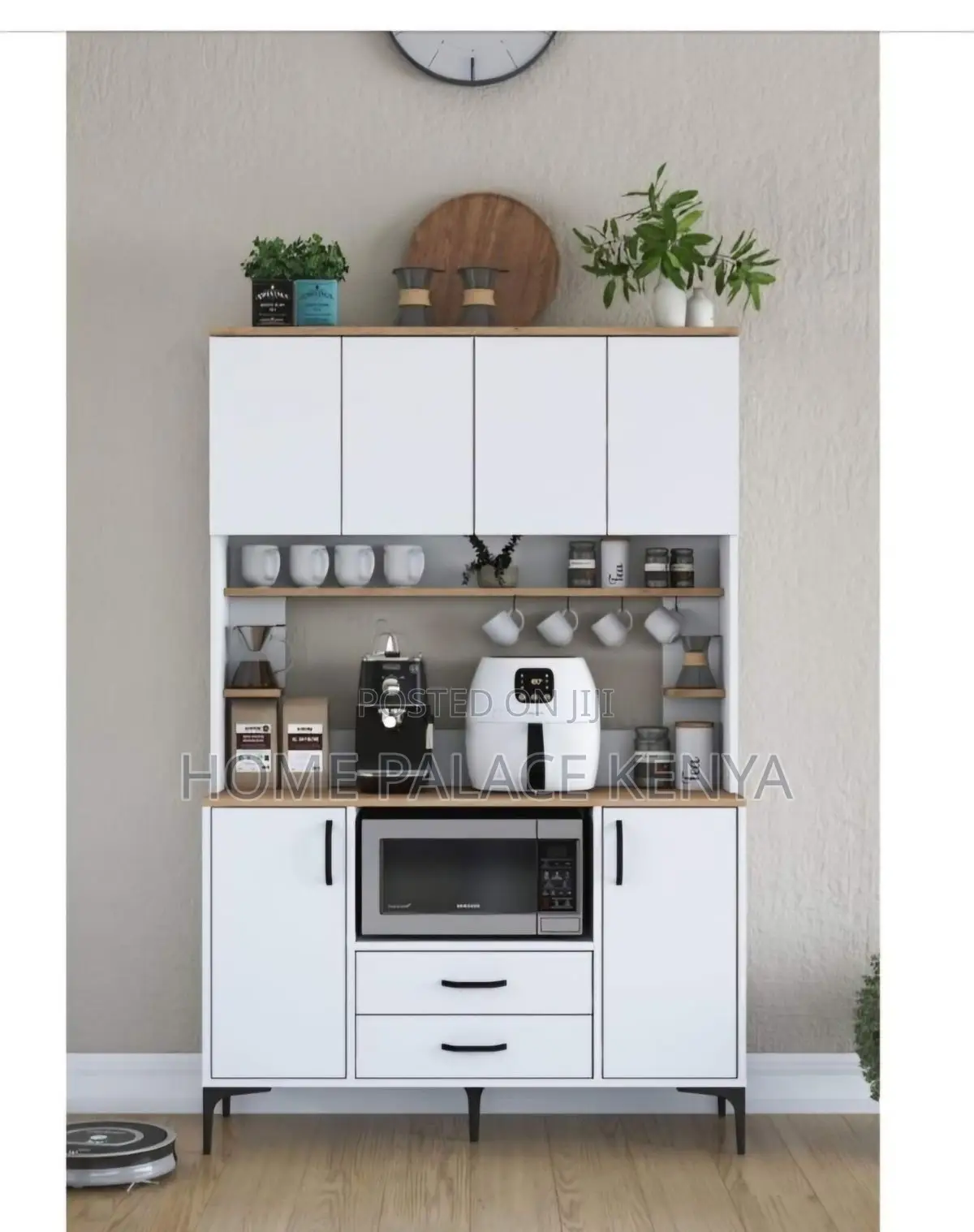 Cabinet; Modern Storage Kitchen Cabinet With Dedicated Microwave Shelf