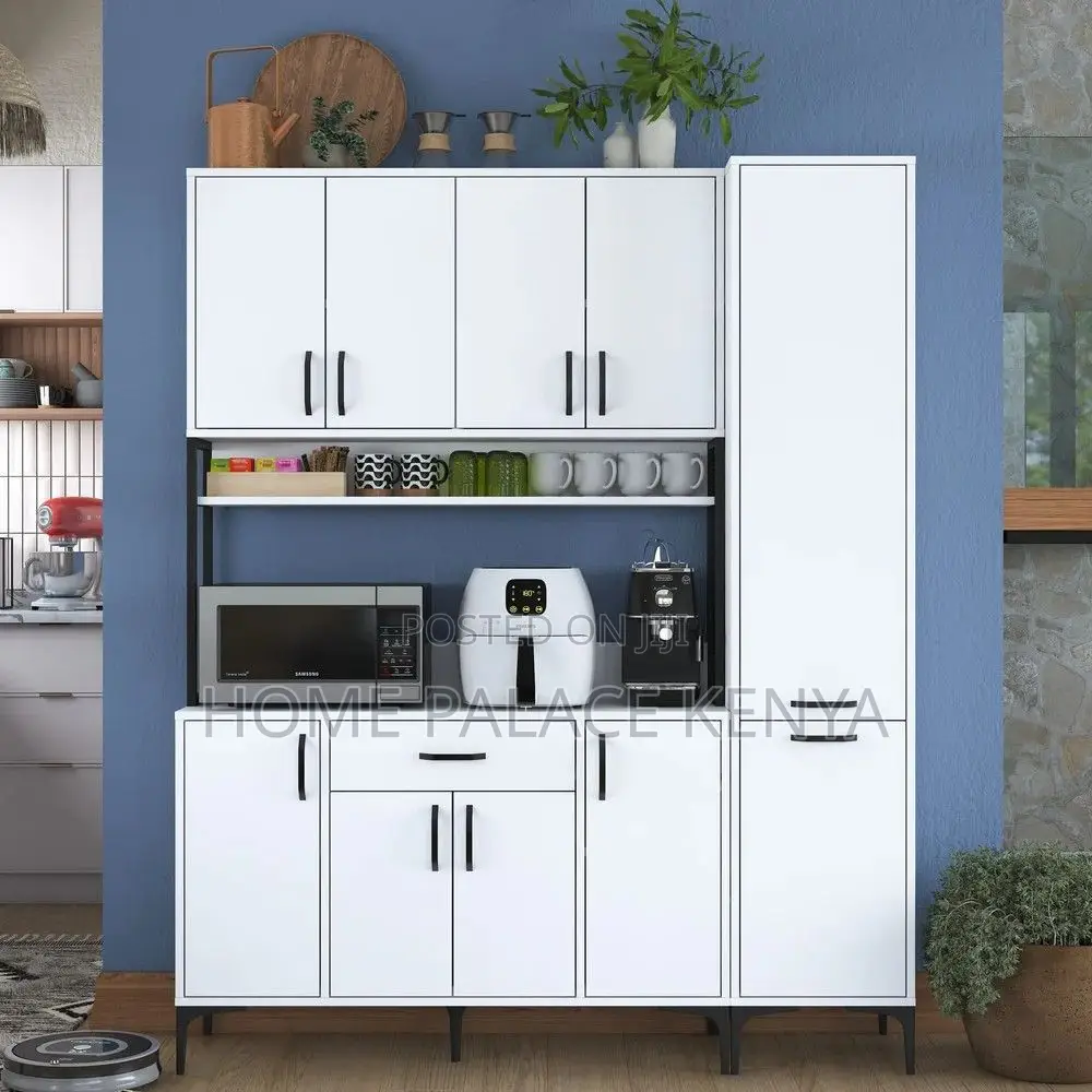 Cabinet; Modern Storage Kitchen Cabinet With Dedicated Microwave Shelf