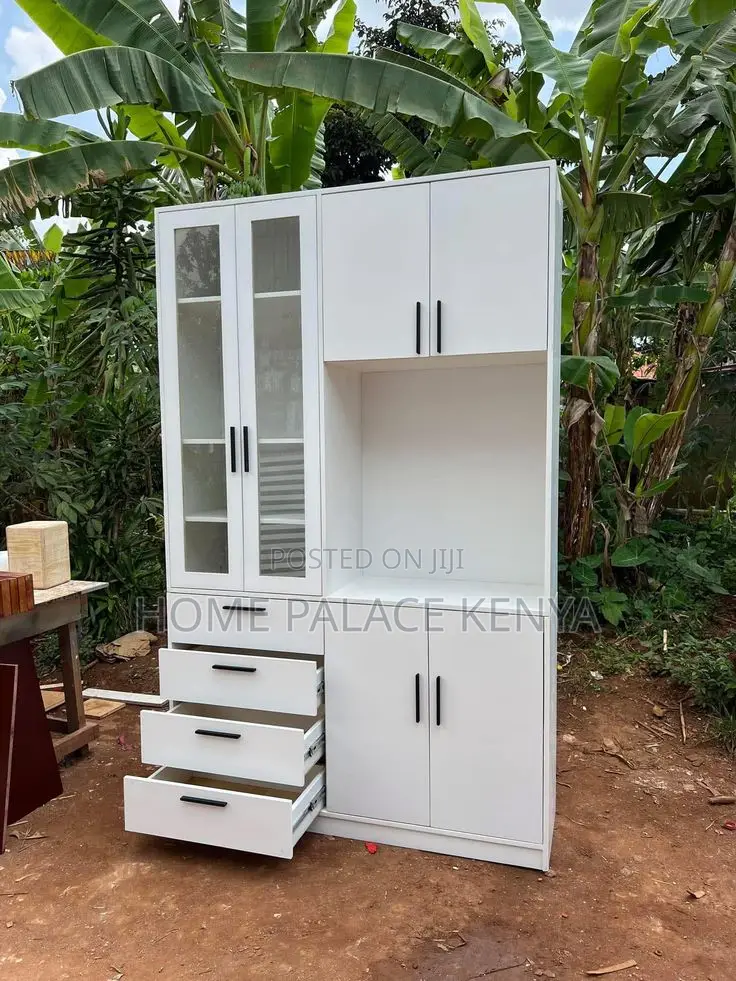 Cabinet; Modern Storage Kitchen Cabinet With Dedicated Microwave Shelf