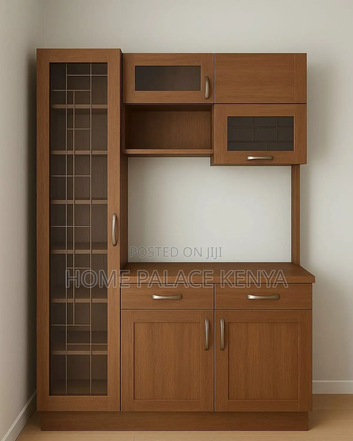 Cabinet; Modern Storage Kitchen Cabinet With Dedicated Microwave Shelf