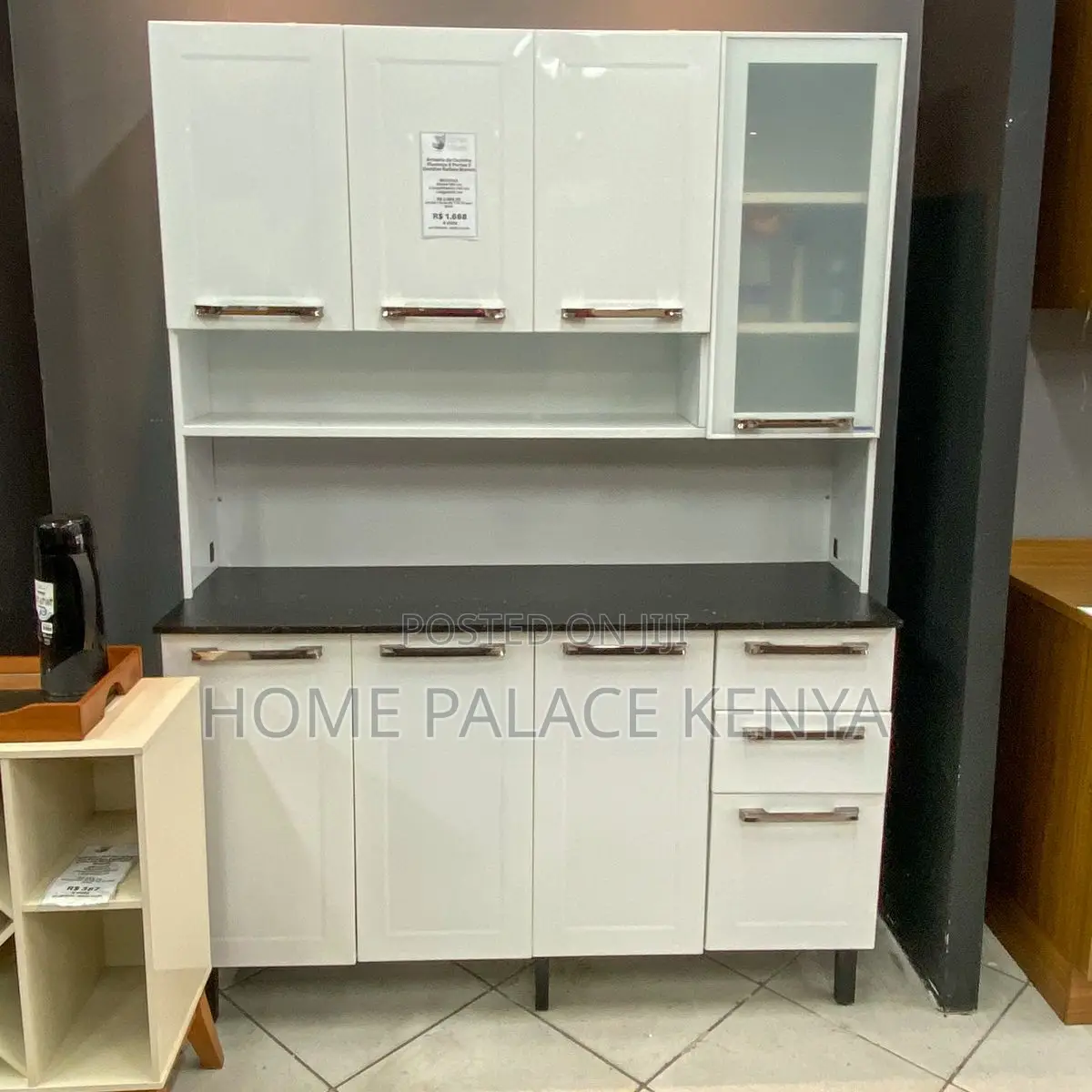 Cabinet; Modern Storage Kitchen Cabinet With Dedicated Microwave Shelf