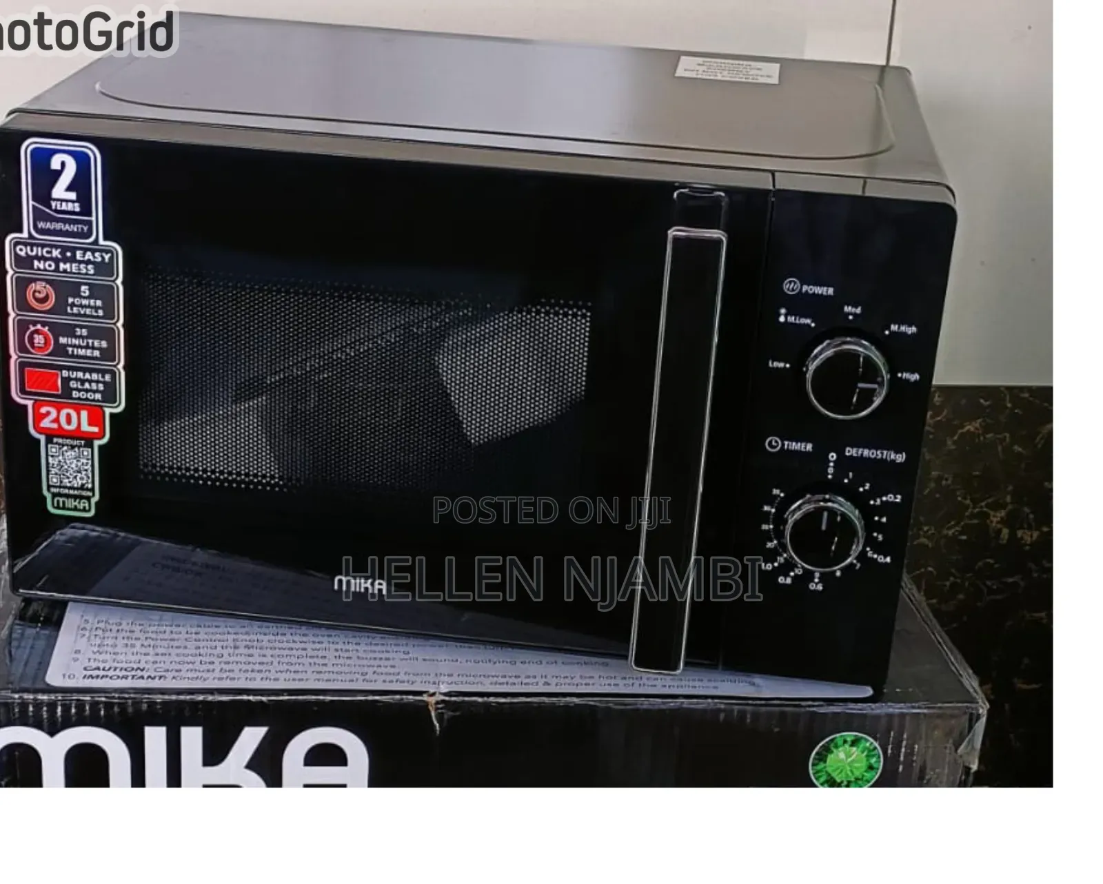 Black 20 Litres Mika Manual Microwave