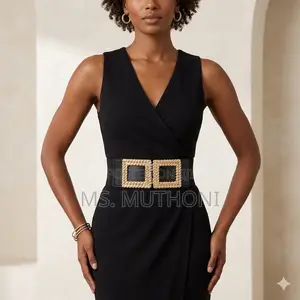 Double Square Buckle Elastic Cinching Belt