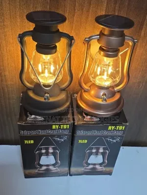 RY-T91 Solar and Hand Crank Lamp 7 LED Vintage Lamp Rechargeable