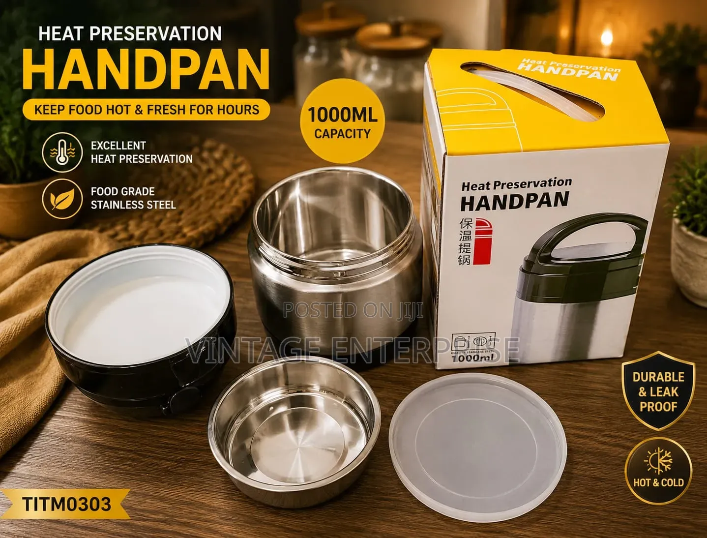 1000 ML Unbreakable Handpan Food