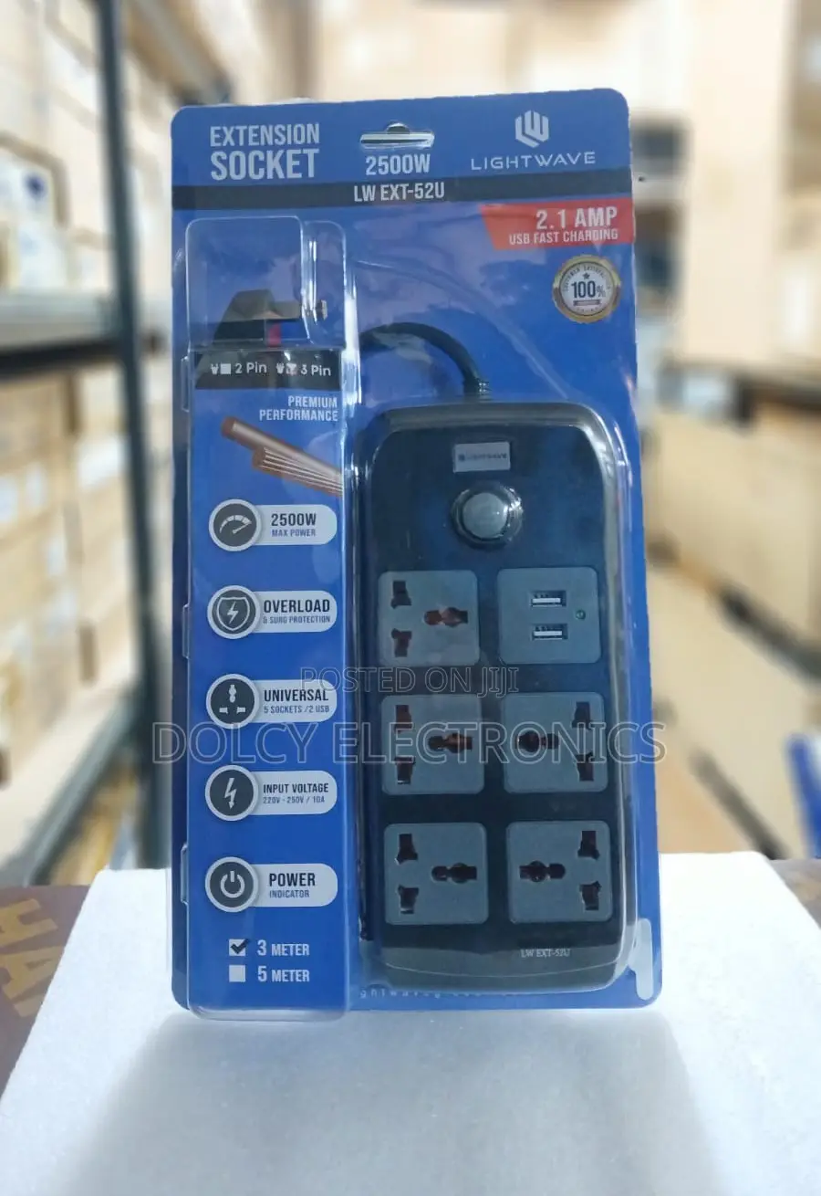 Lightwave Extension Socket 5Way Overload Protection