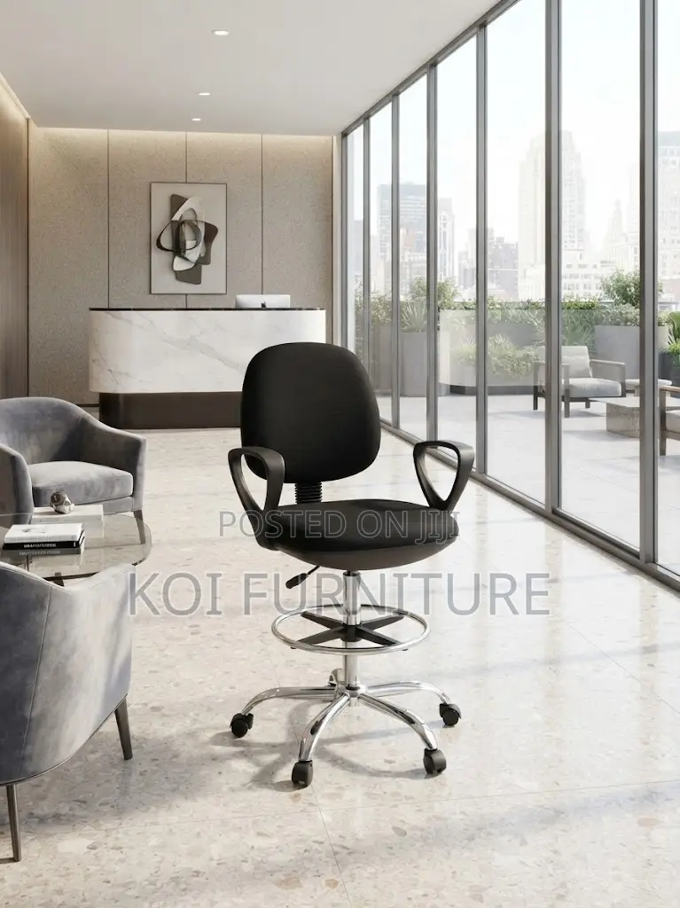 Office Chairs; Mid Backrest High Height Swivel Reception Fabric Chair